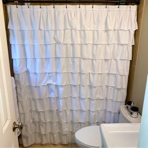 White Ruffle Shower Curtain